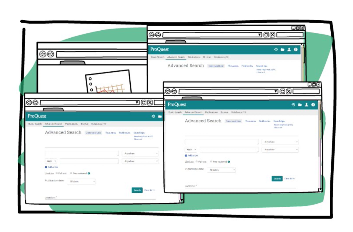 four windows of ProQuest database