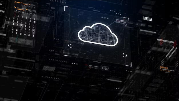 technology graphics with a cloud symbolizing a cloud database