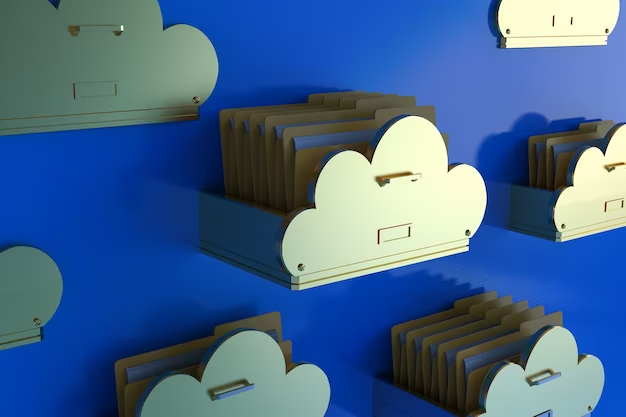 Cloud-shaped shelves with files on them